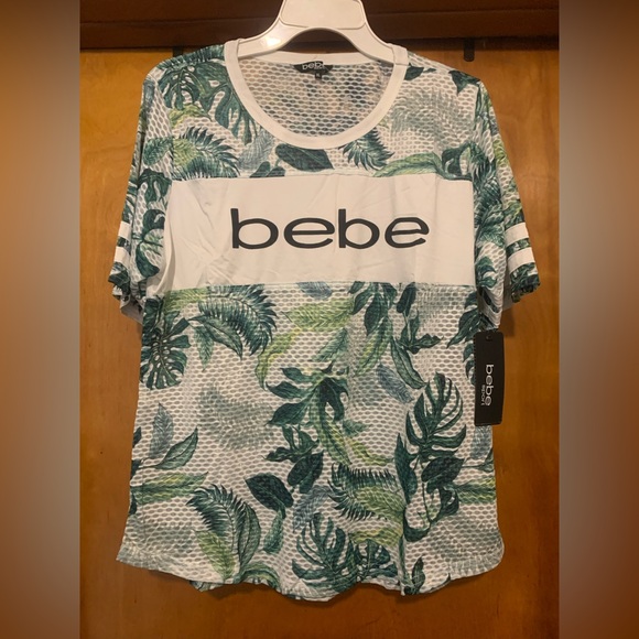 bebe Tops - NWT BeBe L Printed Mesh Tee